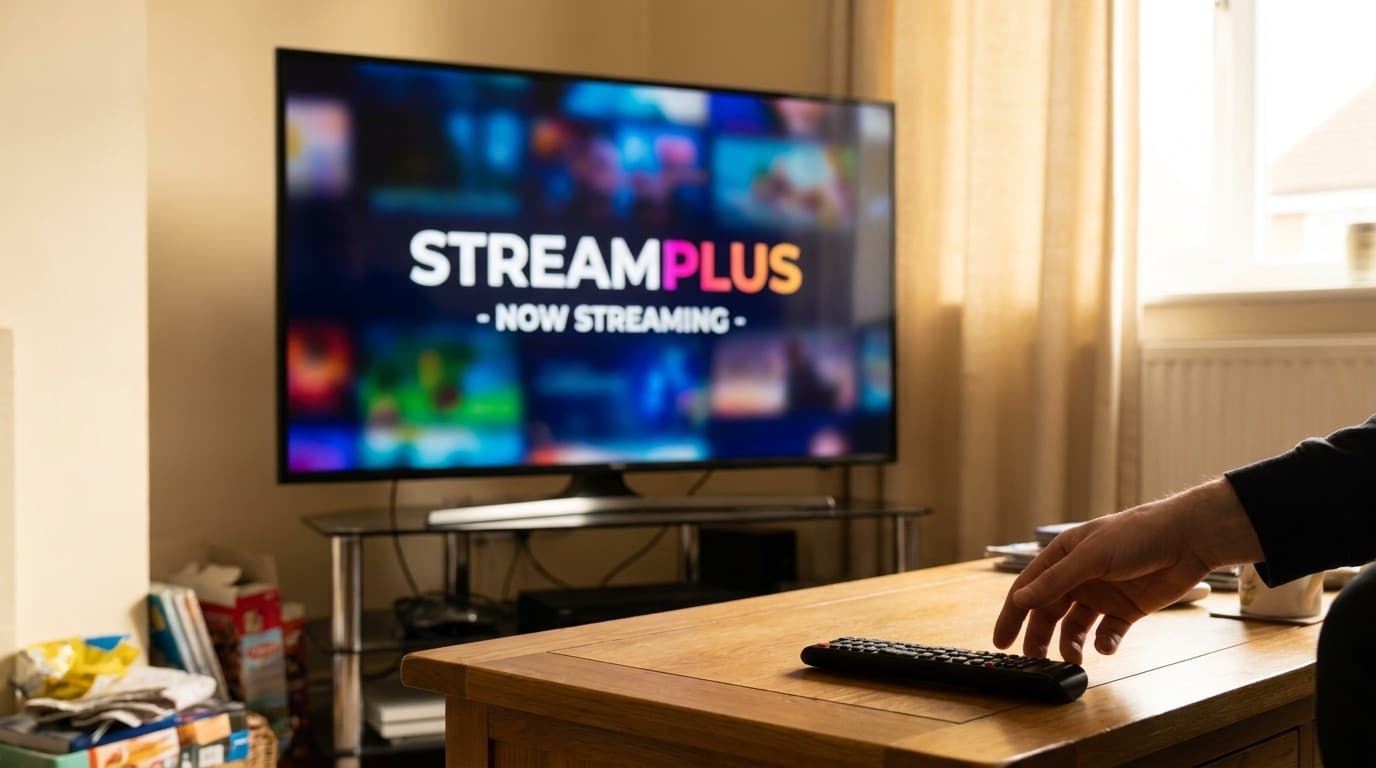 A smart TV displaying a streaming advertisement during a programme break