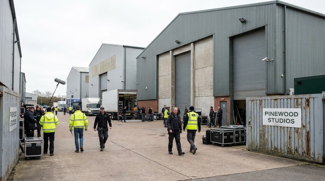 Large film studio soundstage exterior