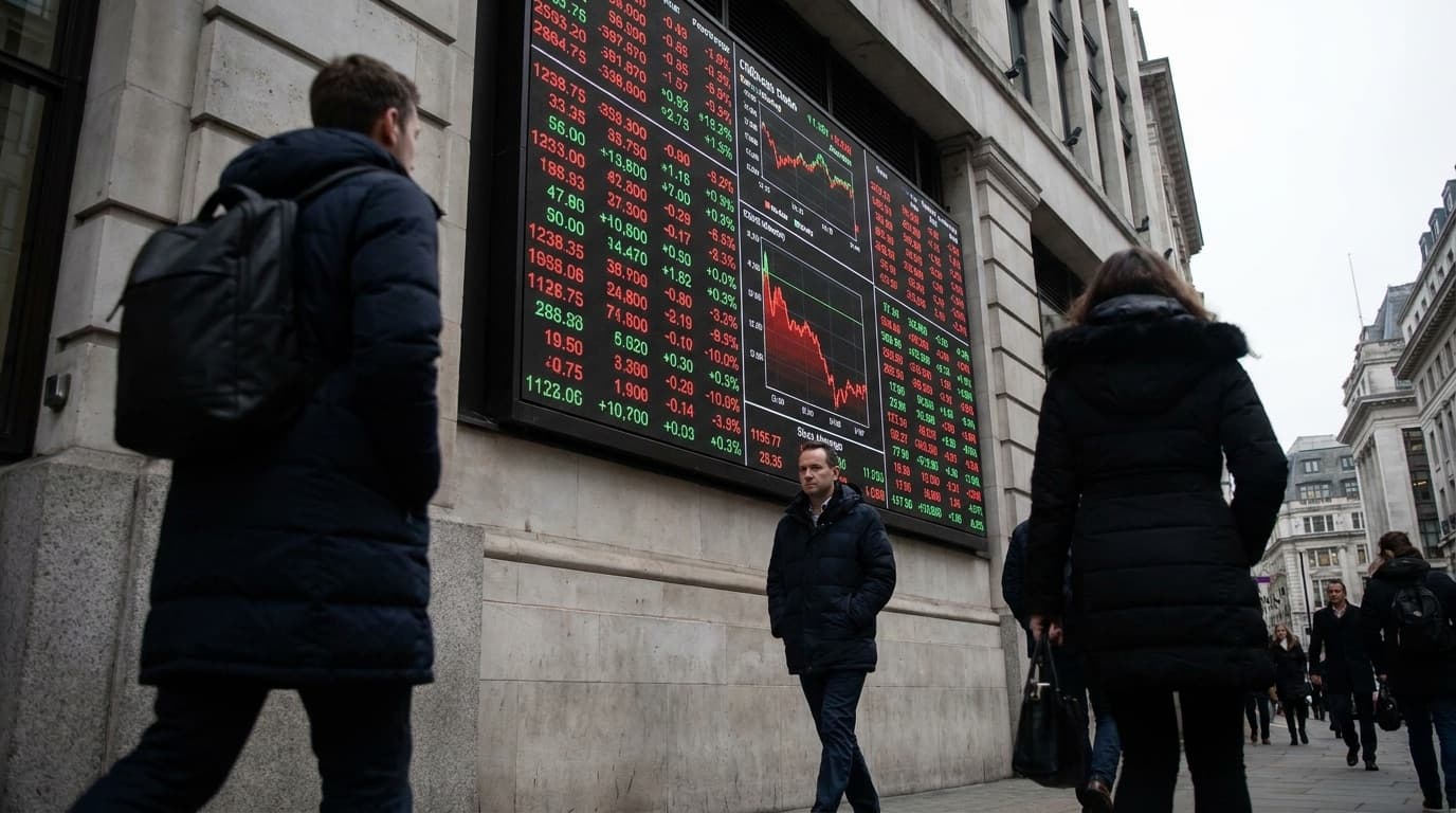 Electronic stock market board showing share price movements