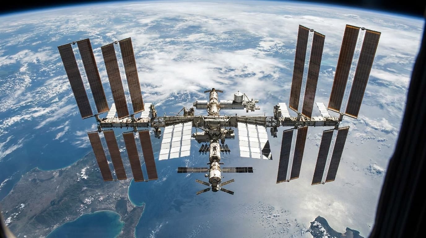 The International Space Station orbiting above Earth