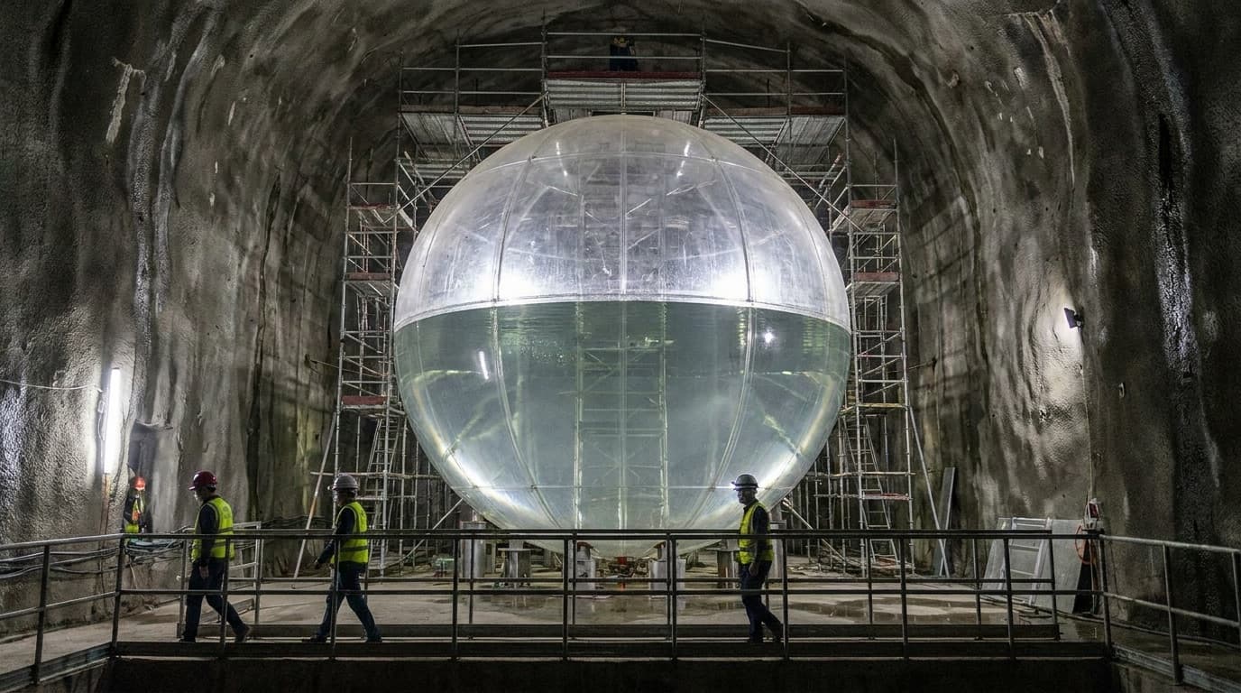 The vast spherical detector of the JUNO neutrino observatory deep underground