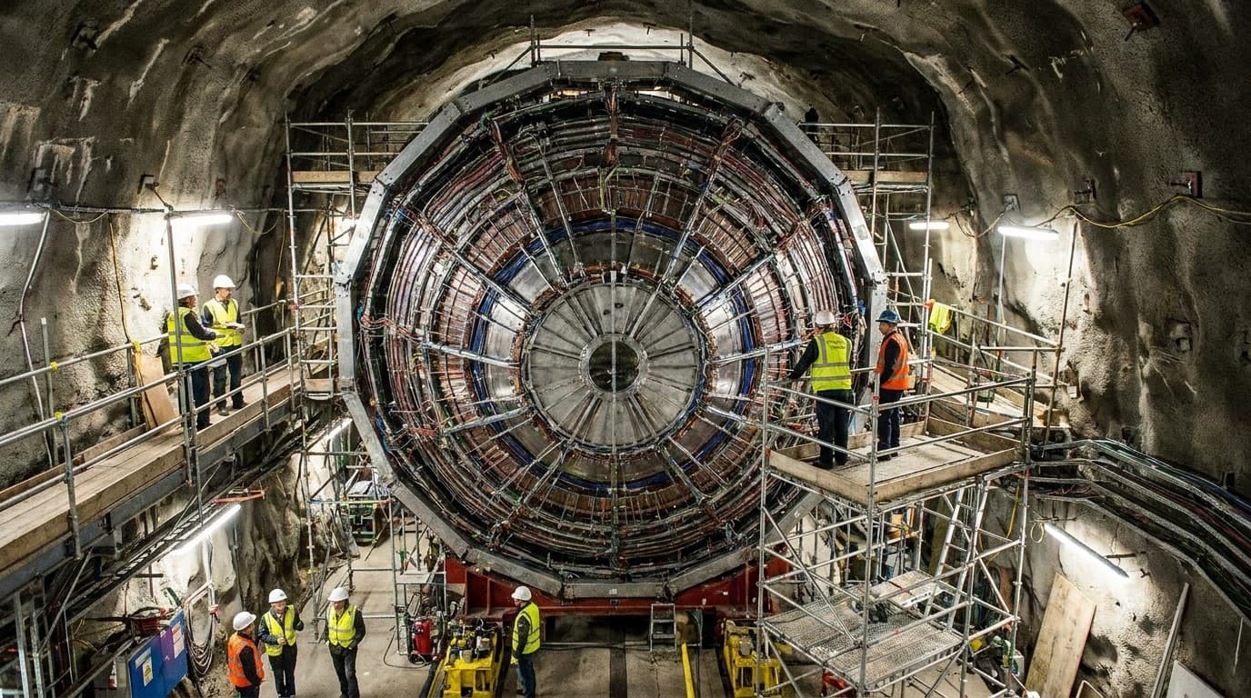 A large spherical particle detector inside an underground physics laboratory