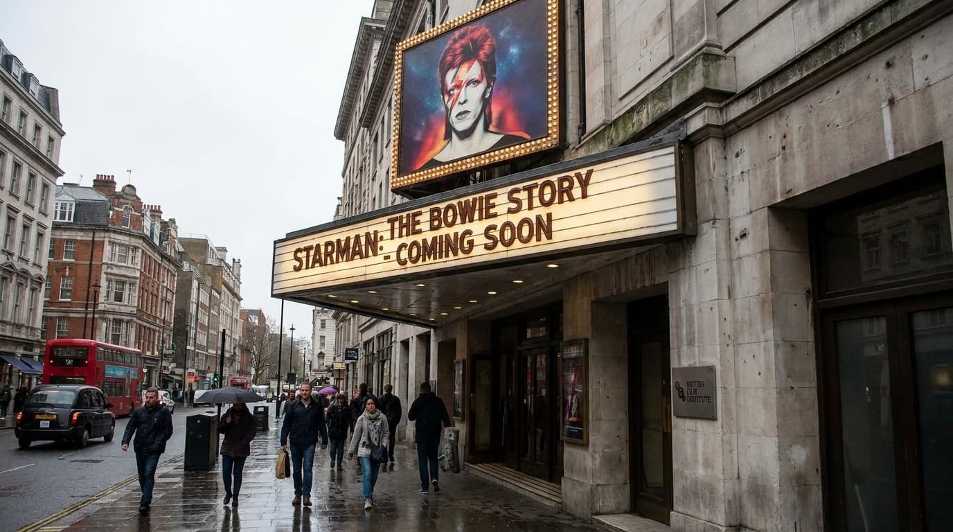 Cinema marquee promoting a music biopic film