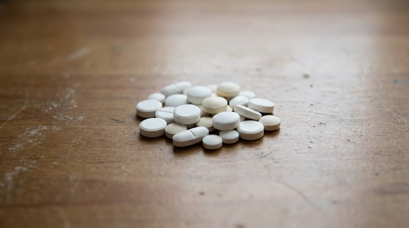 Generic close-up of unmarked pharmaceutical pills on a plain surface, no branding