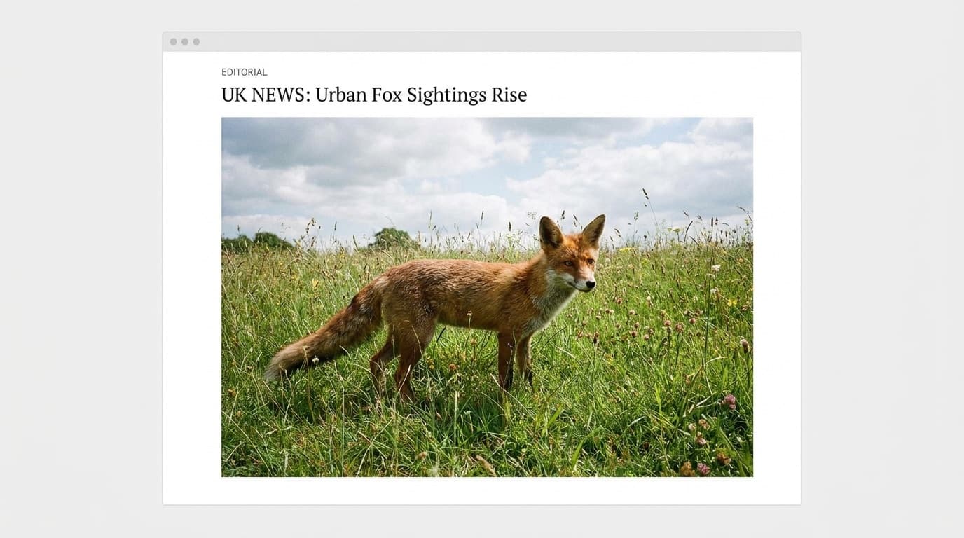 A British red fox standing in a meadow