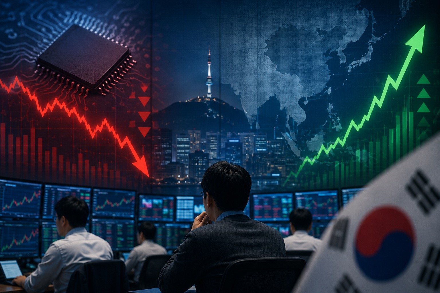 Stock market display board showing mixed Asian share movements