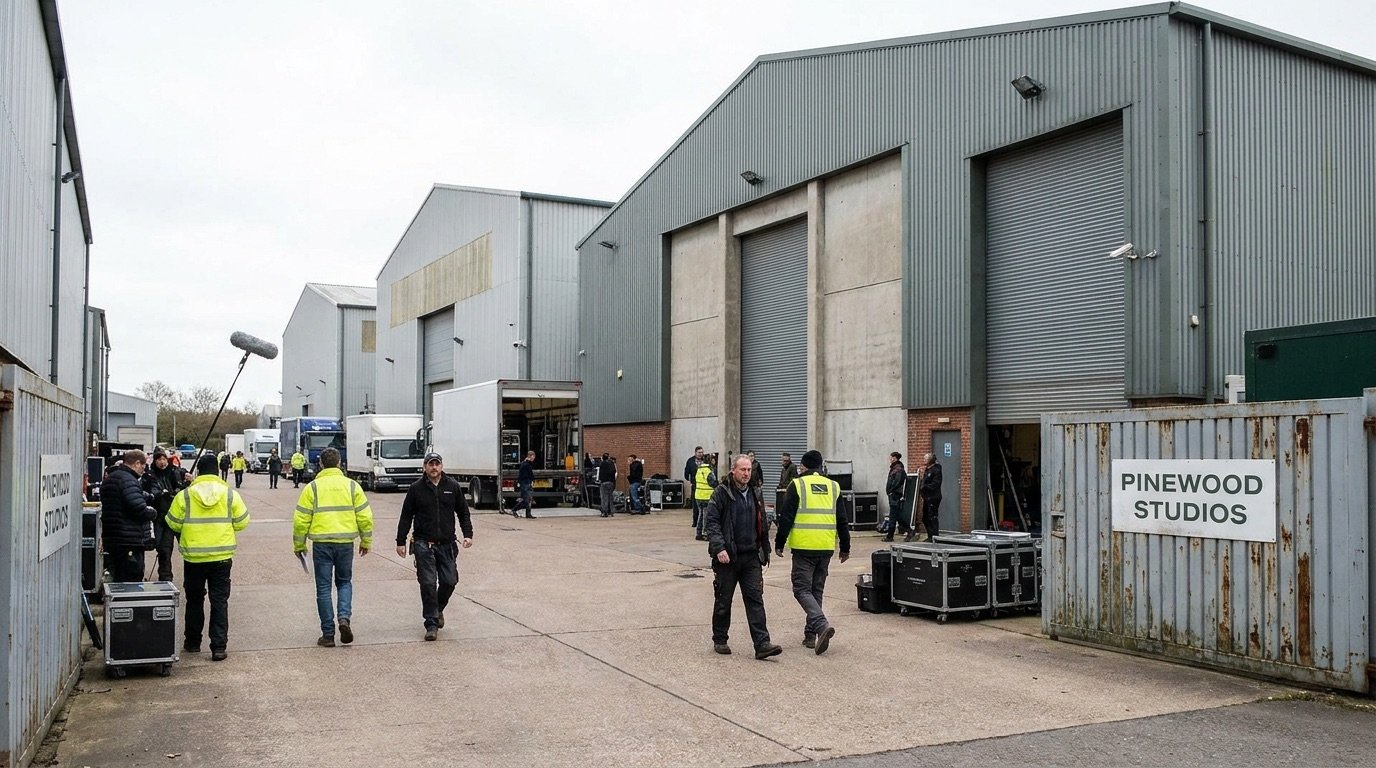 Large film studio soundstage exterior