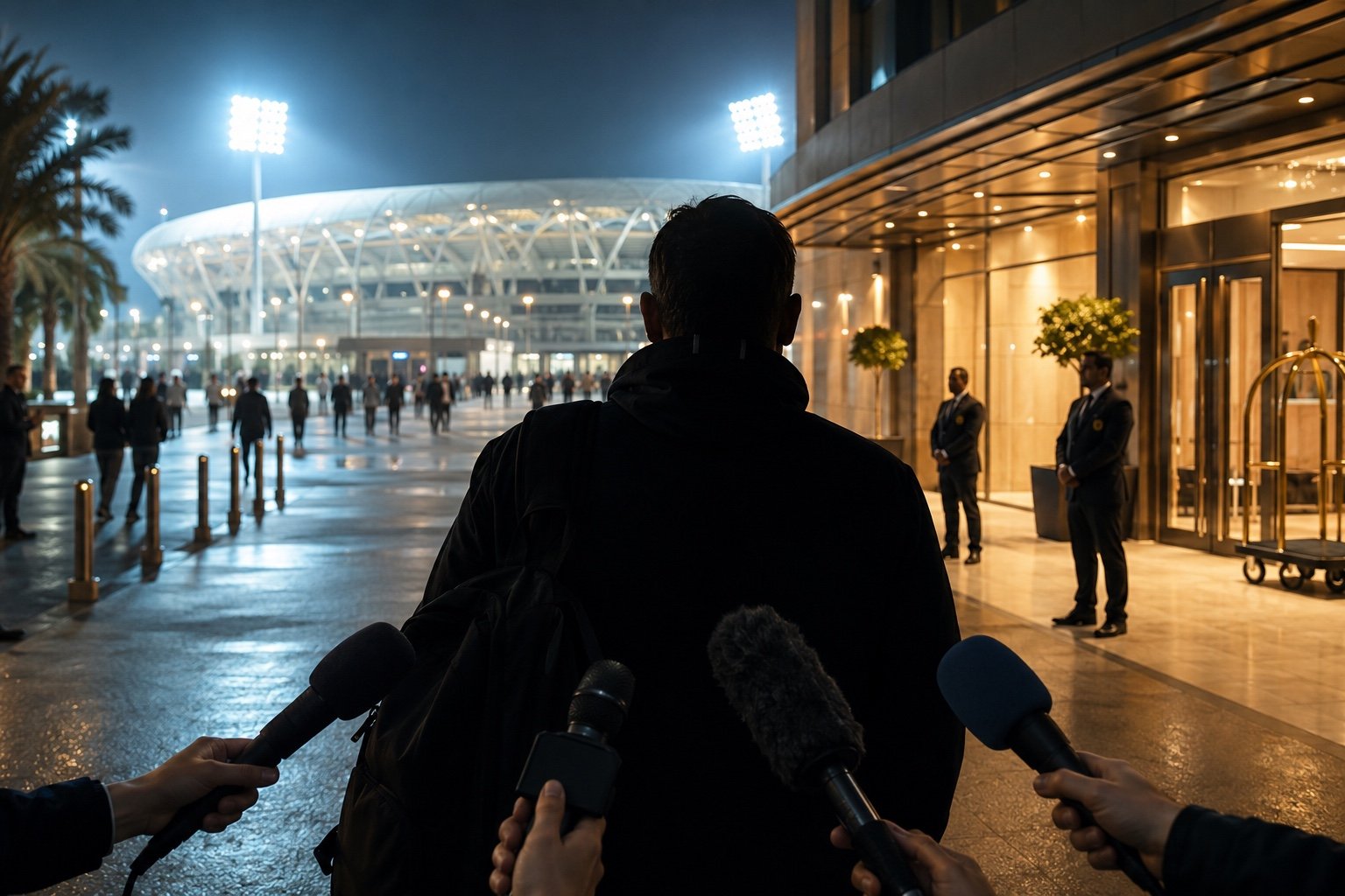 Security presence outside a team hotel during the 2026 World Cup