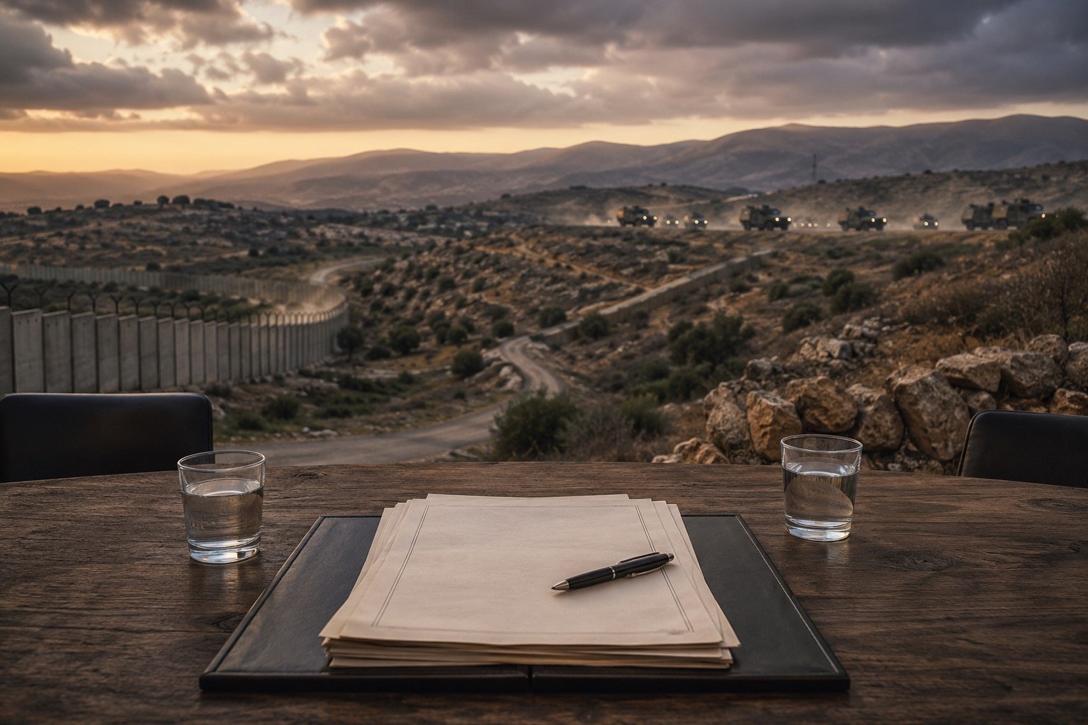 Military vehicles near the Israel-Lebanon border