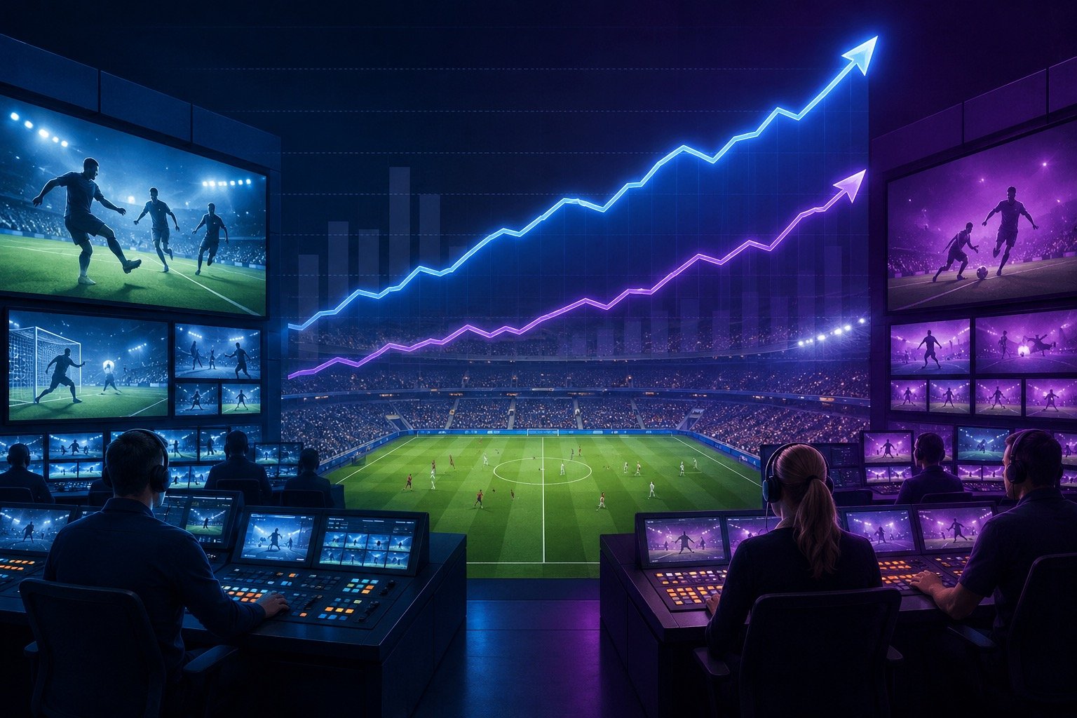 Television studio set up for live World Cup football coverage