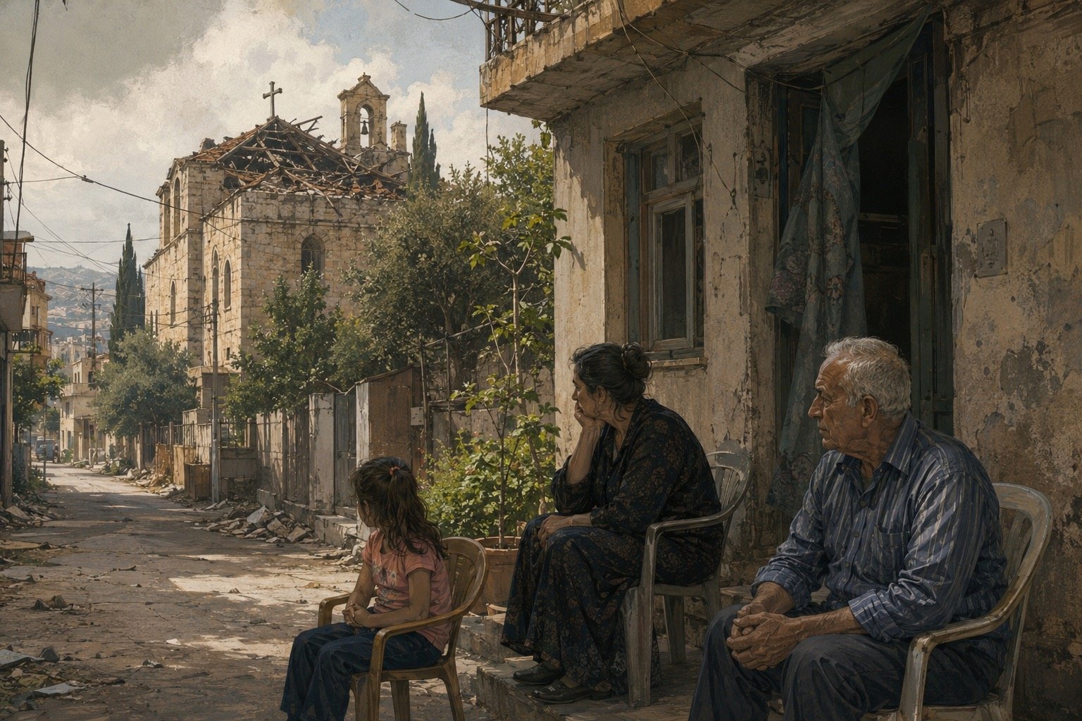 A quiet street in a southern Lebanese town