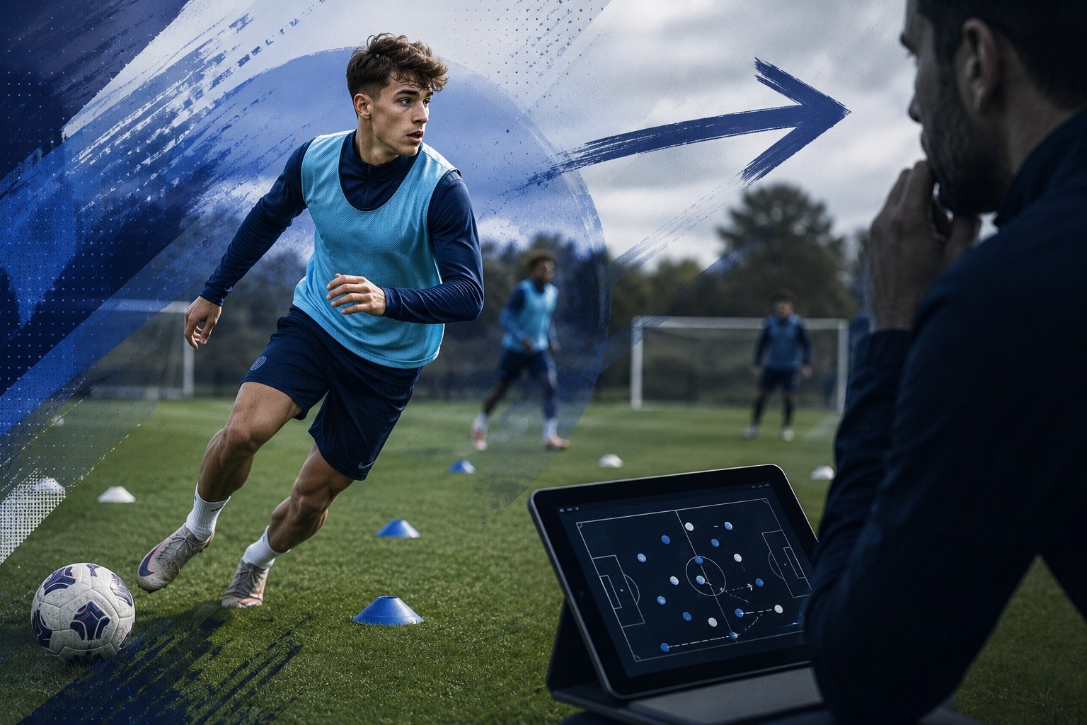 A footballer in action on the pitch