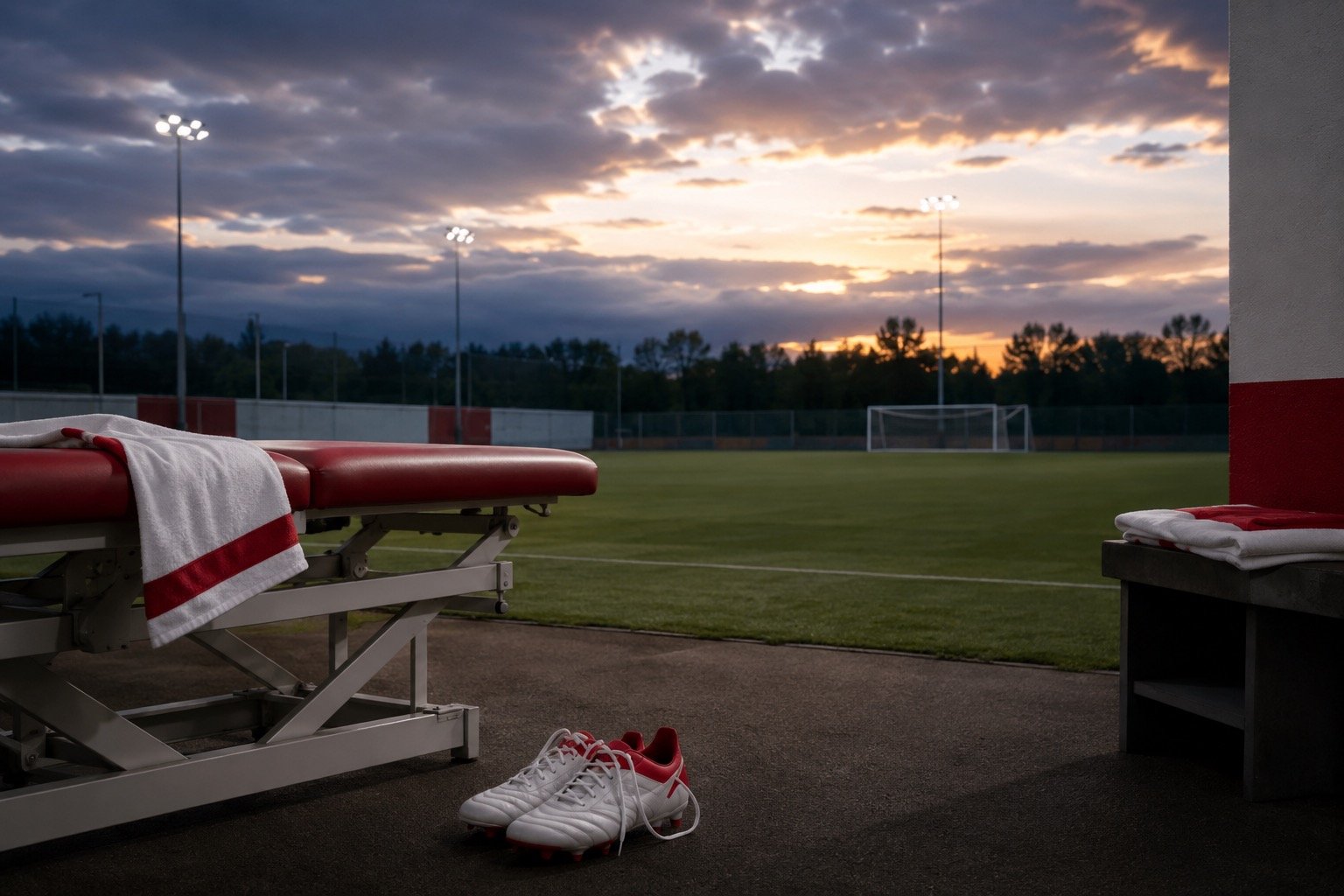 An England footballer receiving treatment on the pitch