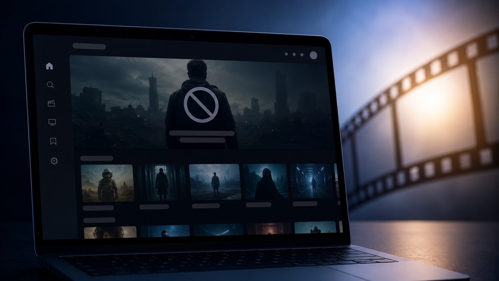 A streaming interface showing a film title unavailable in the viewer's region