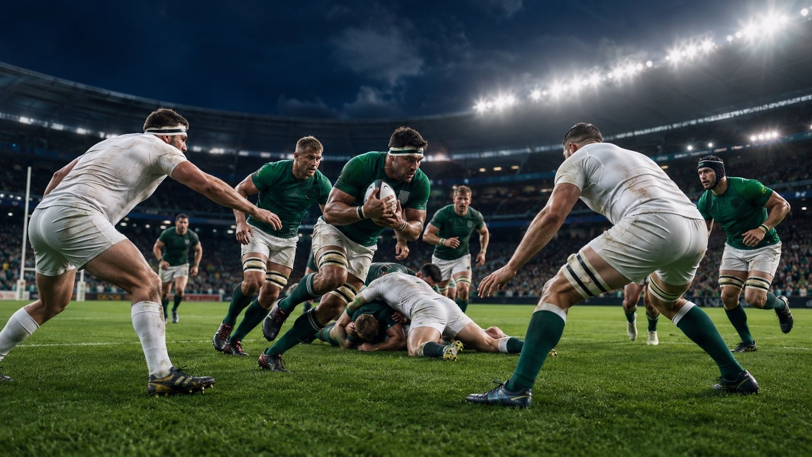 Rugby players contest a lineout at Ellis Park during South Africa's Nations Championship win over England