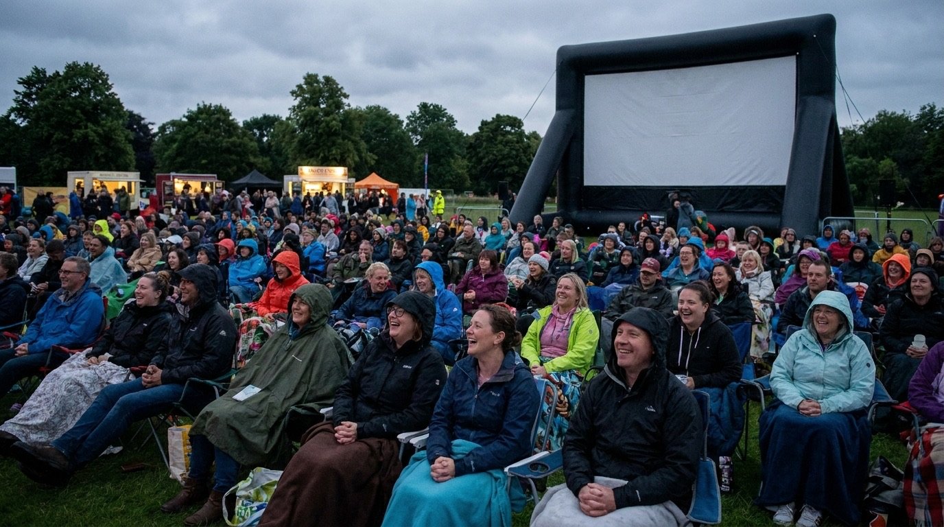 Festival audience at an outdoor film screening