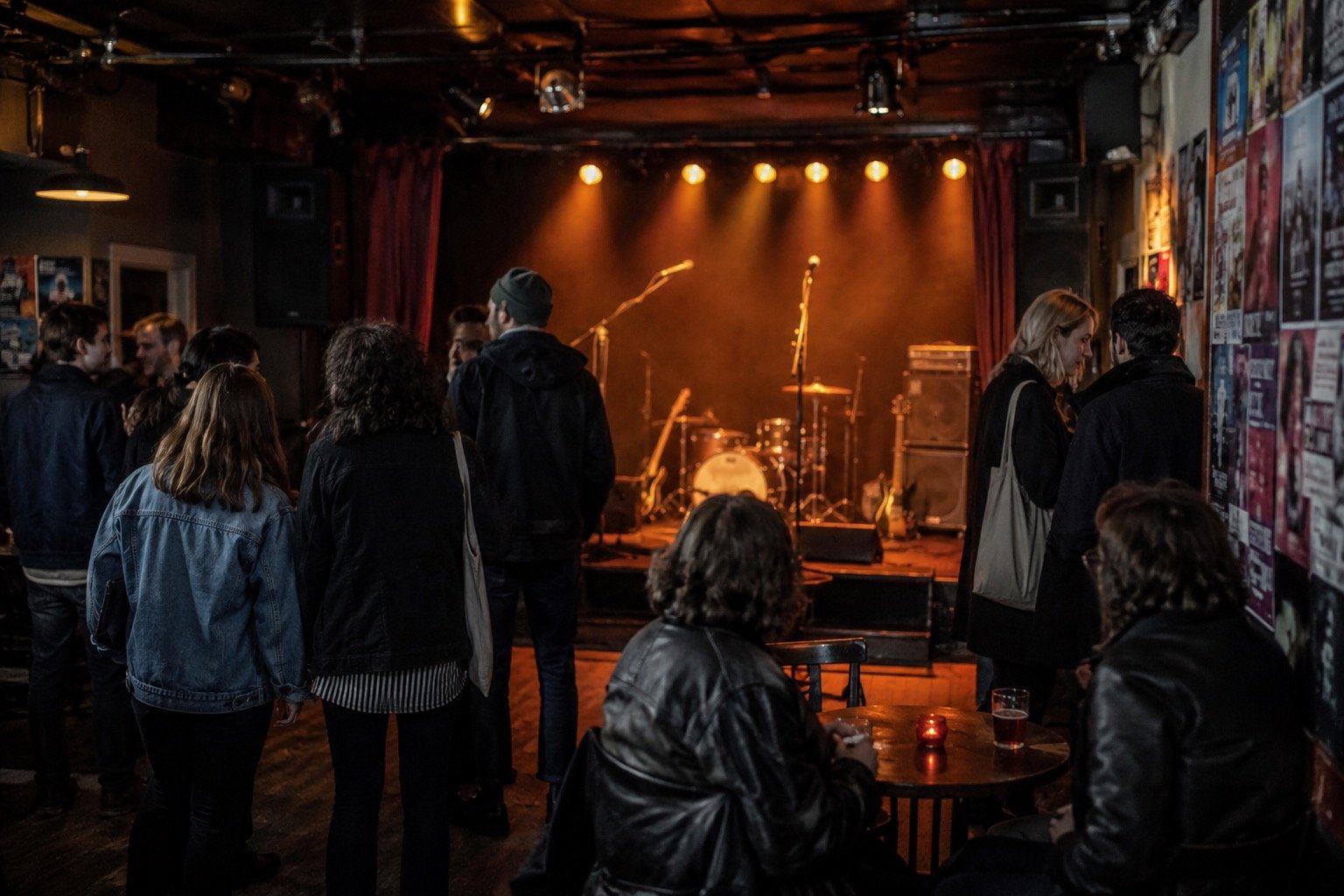 A crowd at a small independent live music venue