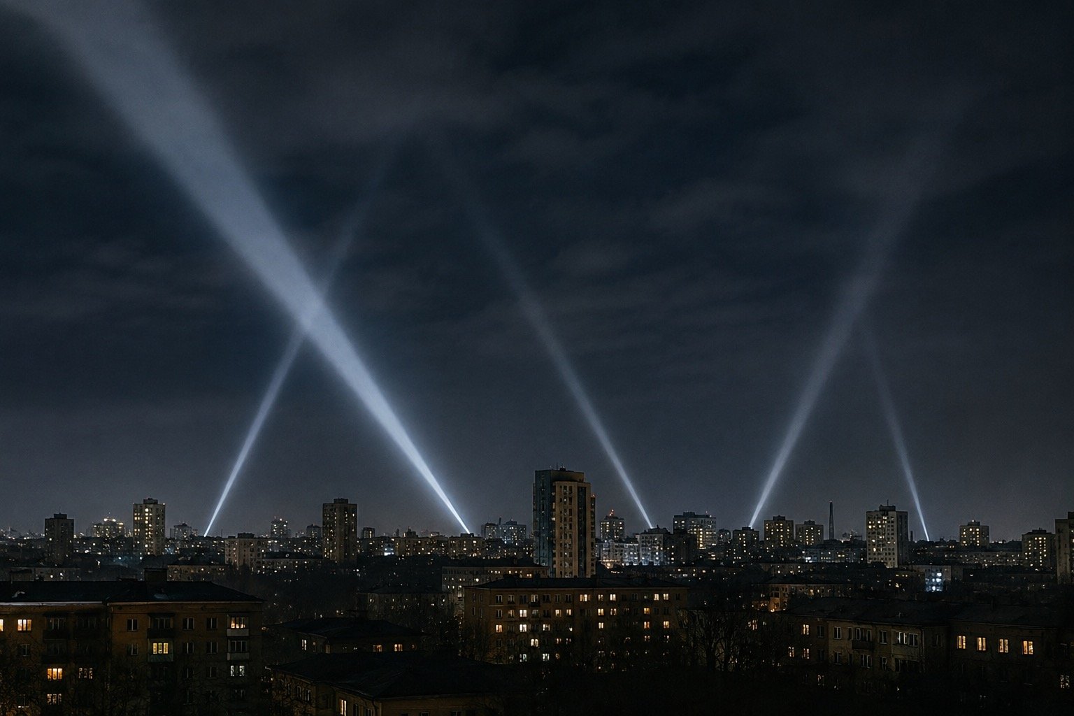 A military air-defence system positioned against a clear sky