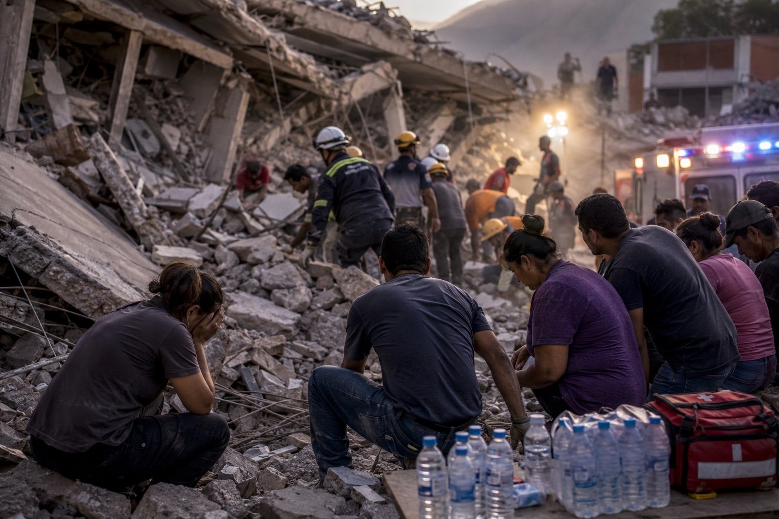 Residents searching through collapsed buildings and rubble in coastal Venezuela after the earthquakes