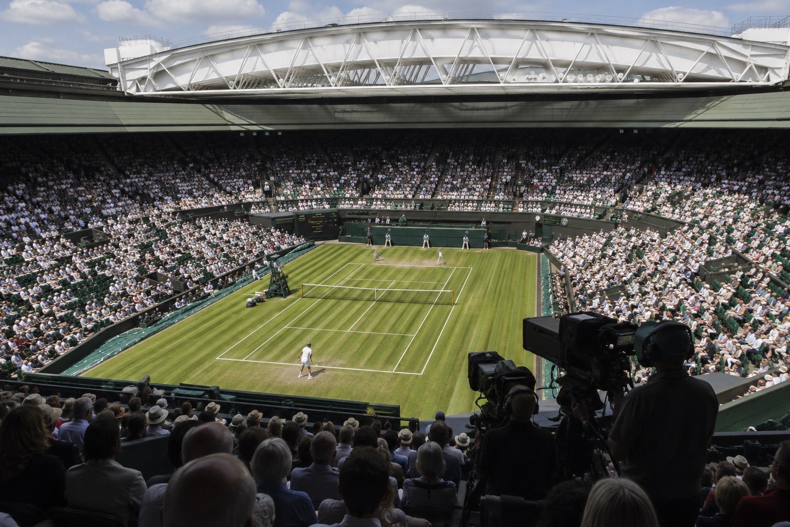 Centre Court at Wimbledon with spectators