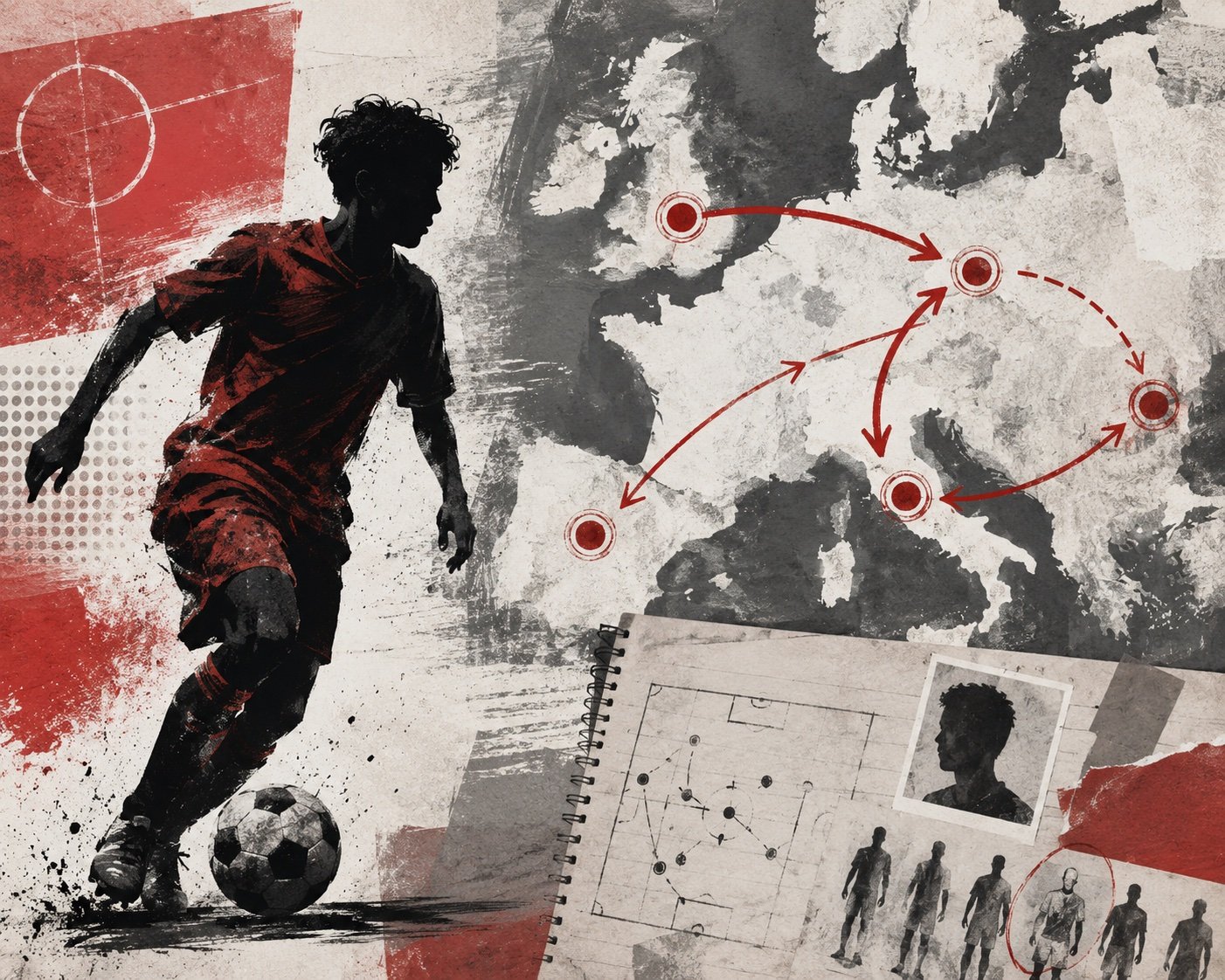 A football on the centre spot of an empty Premier League-style pitch, no identifiable people